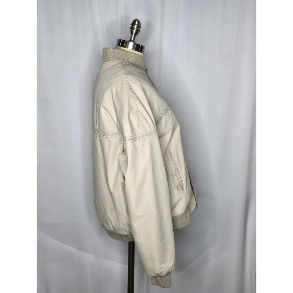VTG Men's Sears Outerwear Beige Coat Jacket L Tan Quilted Double Front Pocket - Picture 4 of 7